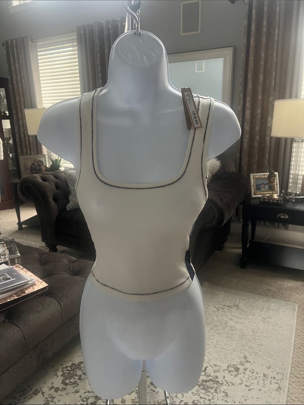 SKIMS Cotton Ribbed Tank with Contrast Stitch